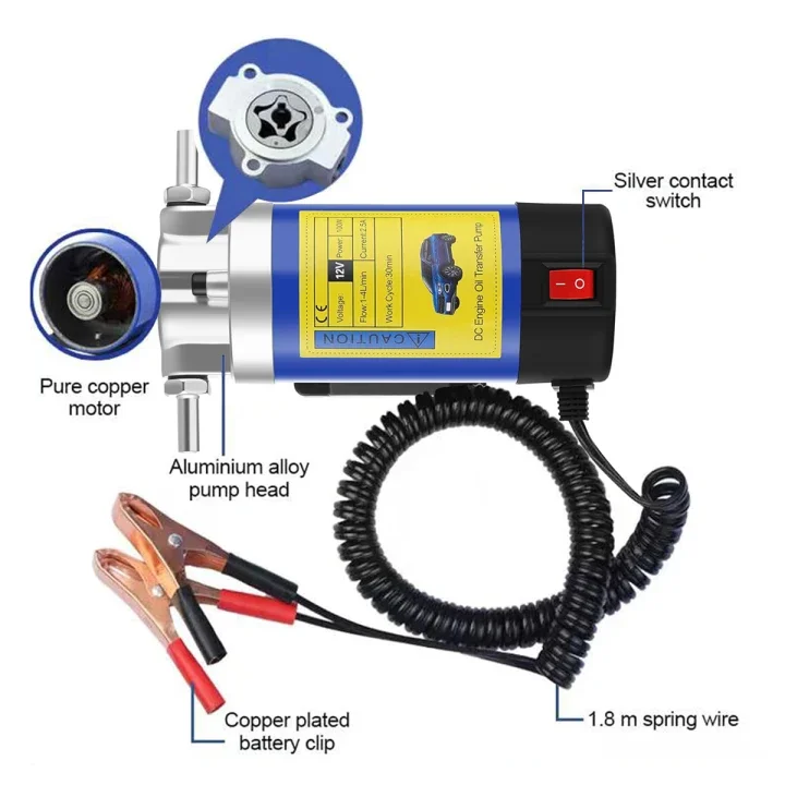 12V Electric Scavenge Suction Transfer Change Pump Oil Transfer Pump 1-4L/min Motor Oil Diesel Extractor Pump For Car