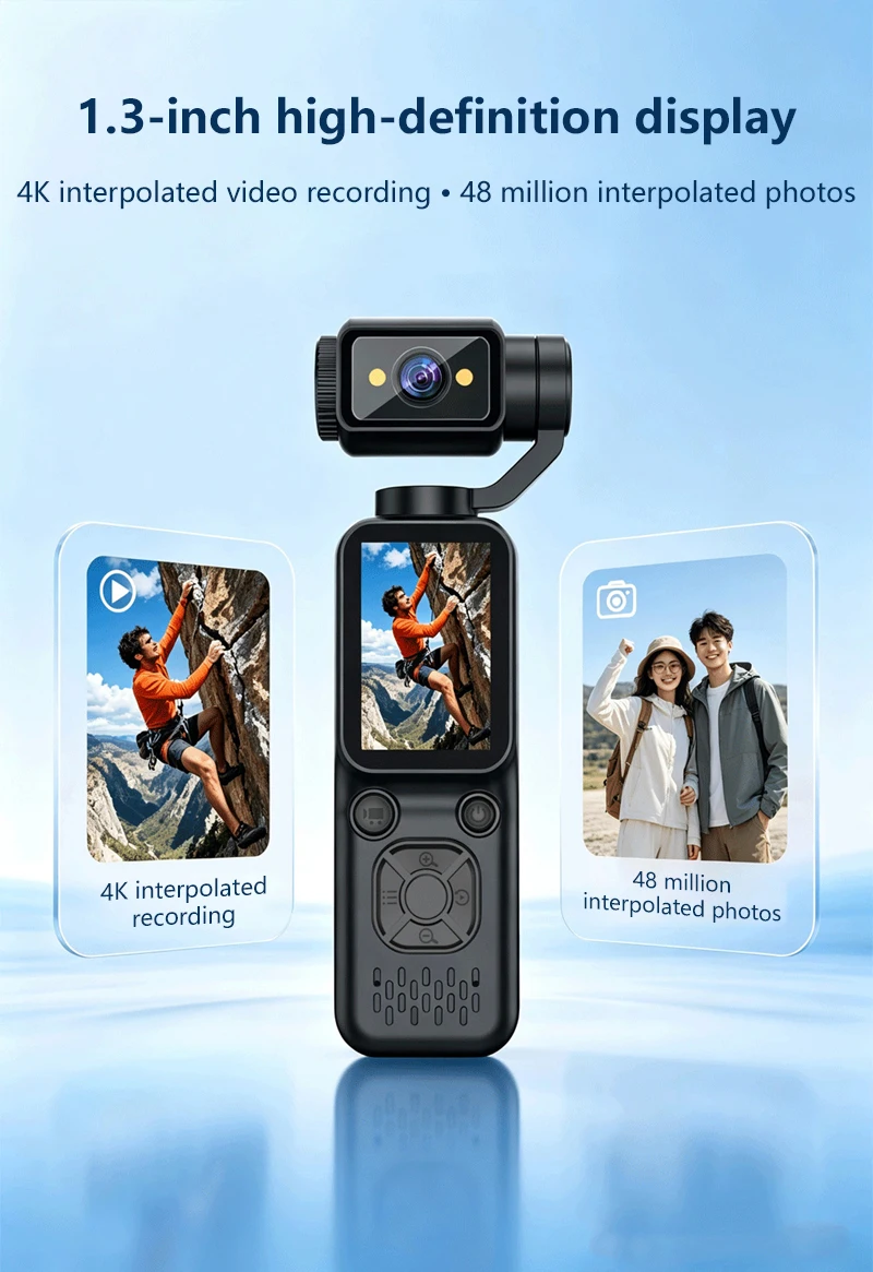 Lenovo New 4K HD Handheld Sports Camera Outdoor Gimbal Camera Travel Vlog Pocket Face Tracking Camera