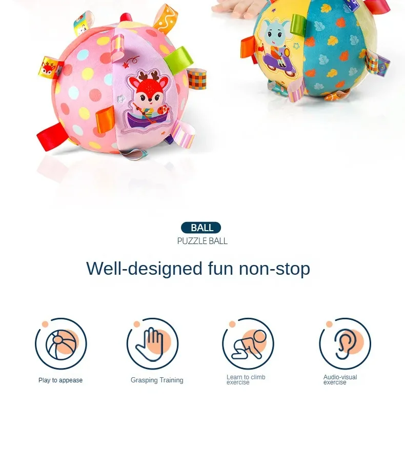Baby Rattles Toys Soft Plush Hand Rattles Hand Grip Ball Animal Pattern Rattles Shaker for 3 6 9 12 Months Plush Vocal Toy