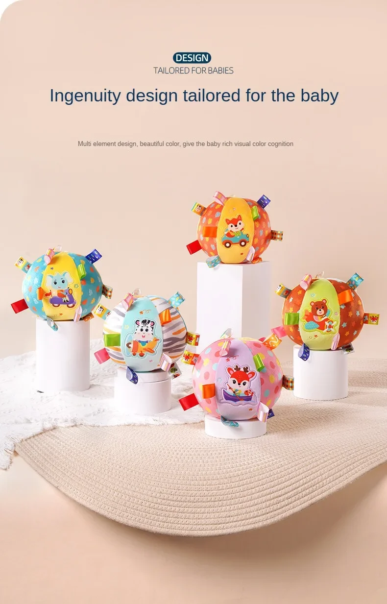 Baby Rattles Toys Soft Plush Hand Rattles Hand Grip Ball Animal Pattern Rattles Shaker for 3 6 9 12 Months Plush Vocal Toy