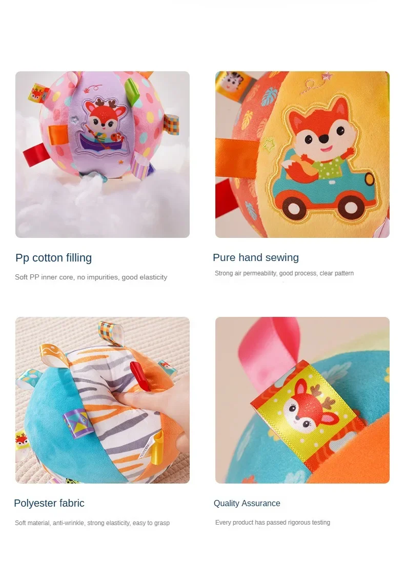 Baby Rattles Toys Soft Plush Hand Rattles Hand Grip Ball Animal Pattern Rattles Shaker for 3 6 9 12 Months Plush Vocal Toy