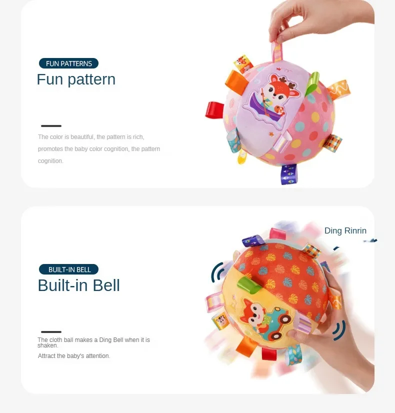 Baby Rattles Toys Soft Plush Hand Rattles Hand Grip Ball Animal Pattern Rattles Shaker for 3 6 9 12 Months Plush Vocal Toy