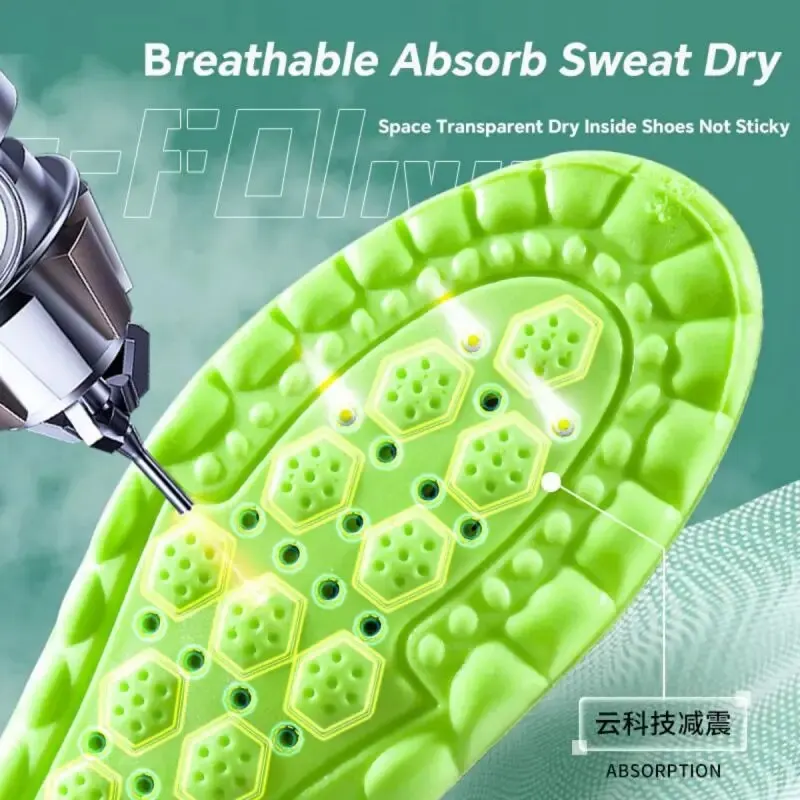 1Pair 4D Cloud Sport Insoles for Shoes PU Air Cushion Sole Soft Shock Absorption Deodorant Breathable Running Orthopedic Insoles