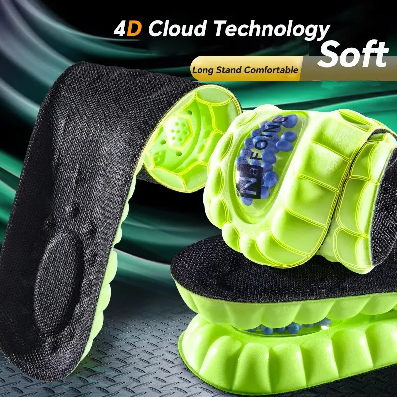 1Pair 4D Cloud Sport Insoles for Shoes PU Air Cushion Sole Soft Shock Absorption Deodorant Breathable Running Orthopedic Insoles
