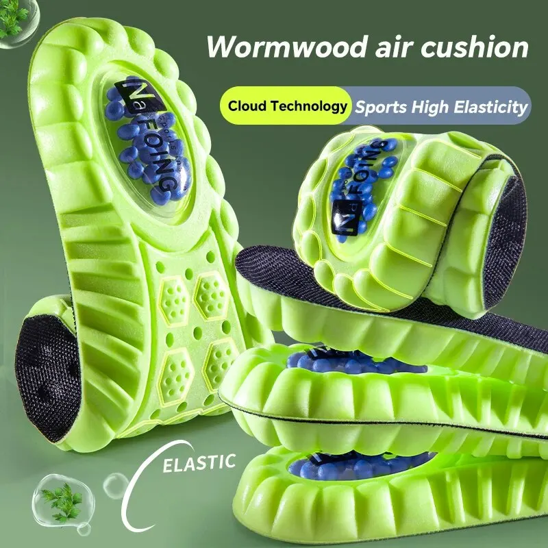 1Pair 4D Cloud Sport Insoles for Shoes PU Air Cushion Sole Soft Shock Absorption Deodorant Breathable Running Orthopedic Insoles