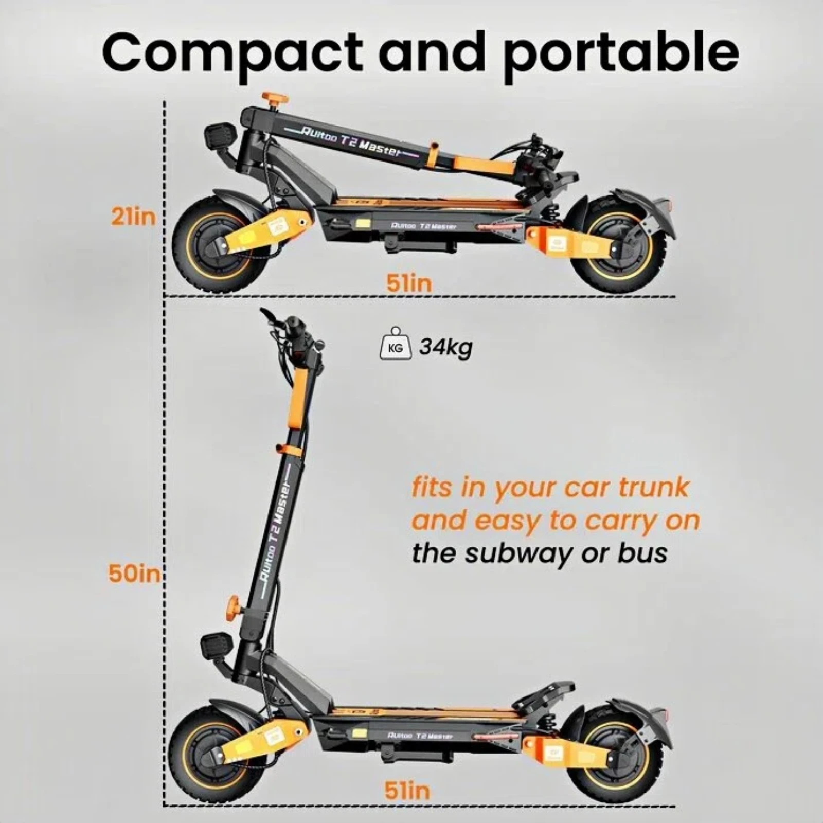 Electric Scooter 2400W Dual Motor, 52V 20.8Ah Battery, 40 Miles Range, 10" Off-Road Tires, Oil Disc Brake