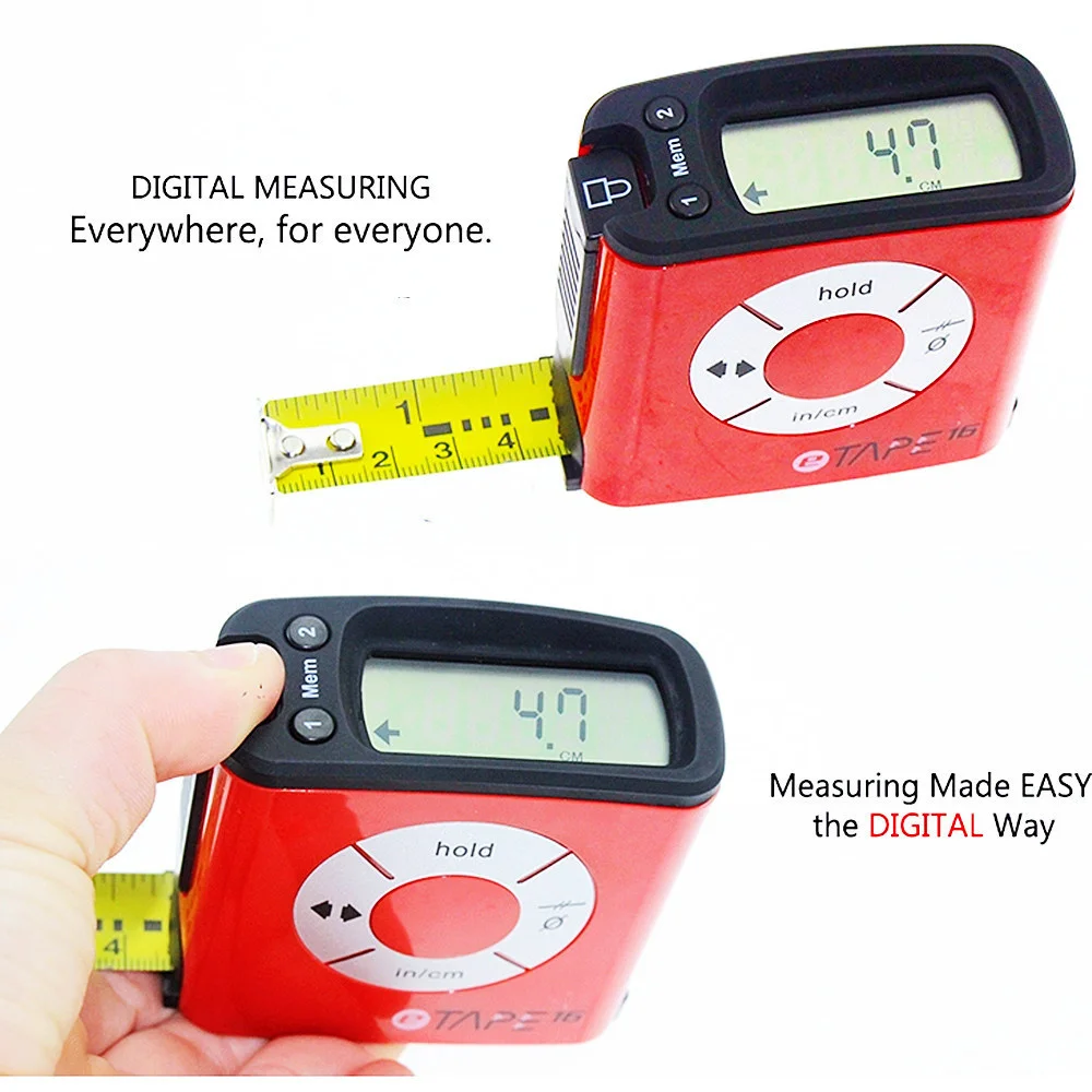 ETAPE16 Digital Tape Measure Electronic Ruler LCD 5-Meter Measuring Tool Stainless Steel Metric Imperial Switch Measuring Ruler