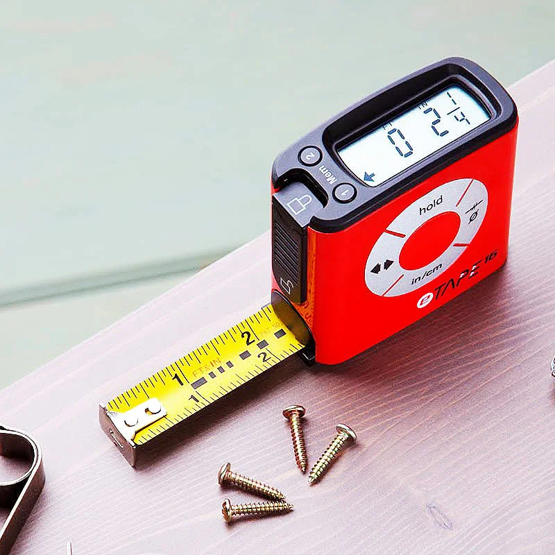 ETAPE16 Digital Tape Measure Electronic Ruler LCD 5-Meter Measuring Tool Stainless Steel Metric Imperial Switch Measuring Ruler