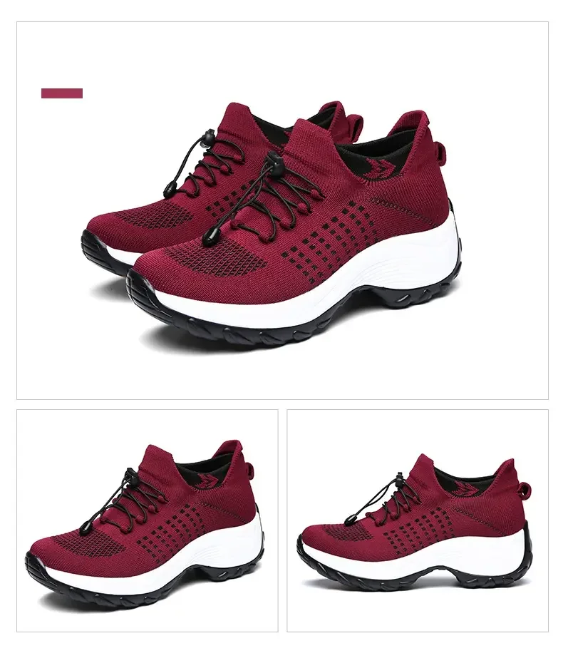 Outdoor Women Walking Sneakers Fashion Jogging Sock Shoes Youth Girls Trainers Breathable Ladies Platform Non-Slip Light Loafers