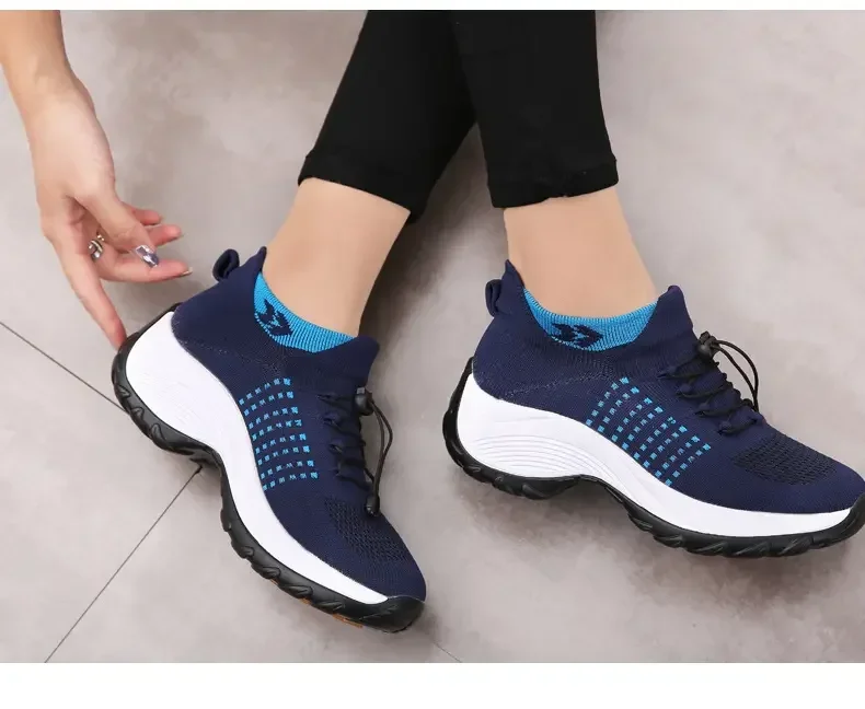 Outdoor Women Walking Sneakers Fashion Jogging Sock Shoes Youth Girls Trainers Breathable Ladies Platform Non-Slip Light Loafers