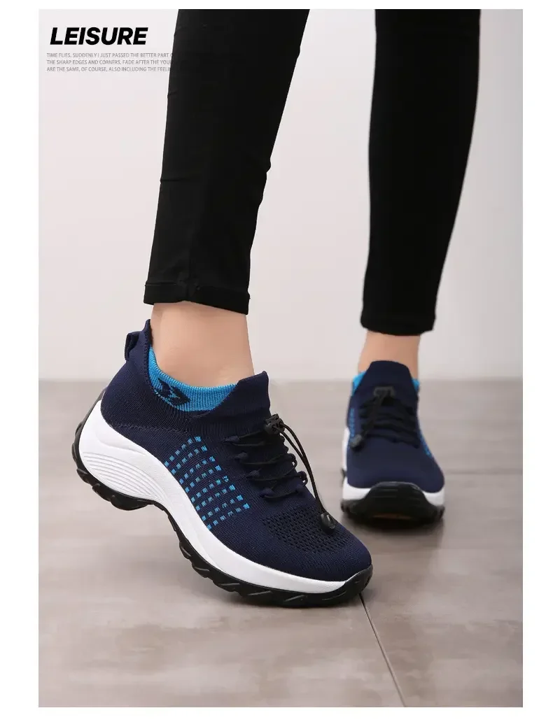 Outdoor Women Walking Sneakers Fashion Jogging Sock Shoes Youth Girls Trainers Breathable Ladies Platform Non-Slip Light Loafers