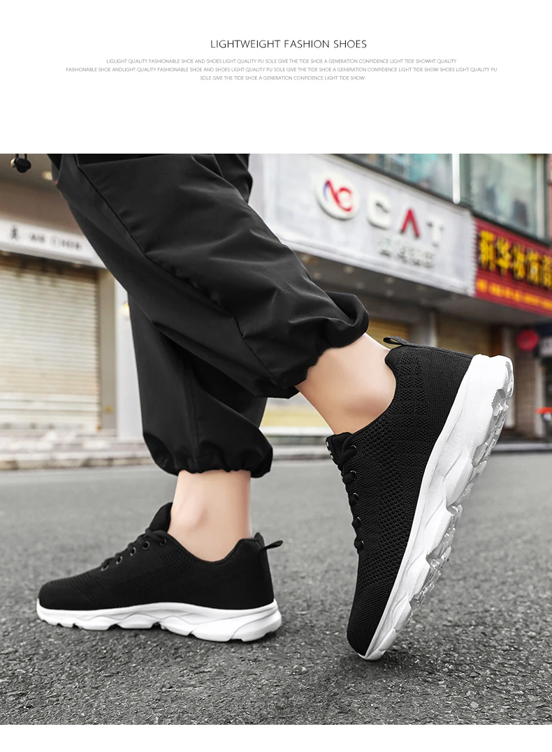 New Men's Shoes Breathable Casual Sneakers Summer White Black Running Shoes Lightweight Soft Sport Shoe Women Male