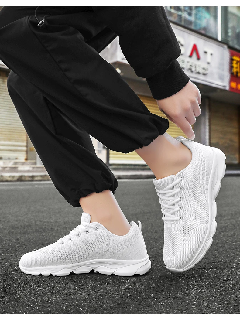 New Men's Shoes Breathable Casual Sneakers Summer White Black Running Shoes Lightweight Soft Sport Shoe Women Male