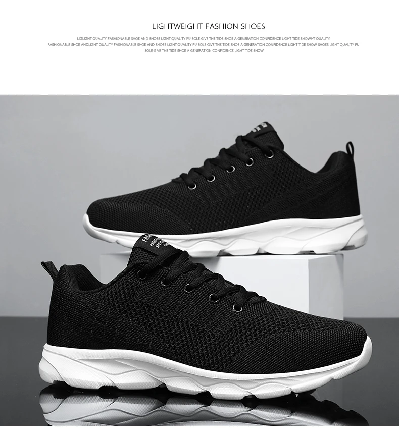 New Men's Shoes Breathable Casual Sneakers Summer White Black Running Shoes Lightweight Soft Sport Shoe Women Male
