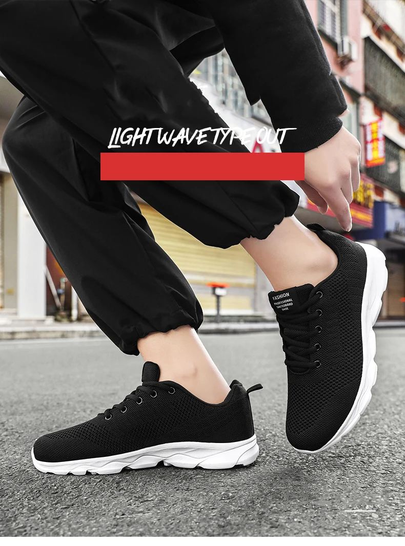 New Men's Shoes Breathable Casual Sneakers Summer White Black Running Shoes Lightweight Soft Sport Shoe Women Male