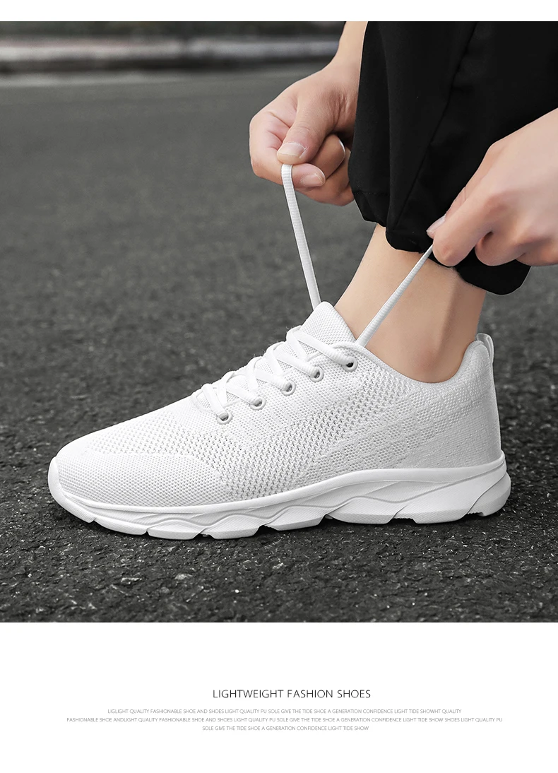 New Men's Shoes Breathable Casual Sneakers Summer White Black Running Shoes Lightweight Soft Sport Shoe Women Male