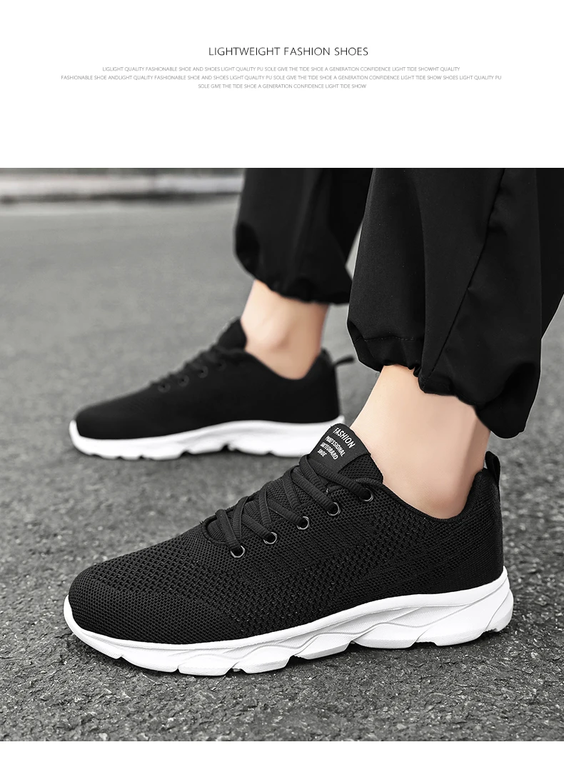 New Men's Shoes Breathable Casual Sneakers Summer White Black Running Shoes Lightweight Soft Sport Shoe Women Male