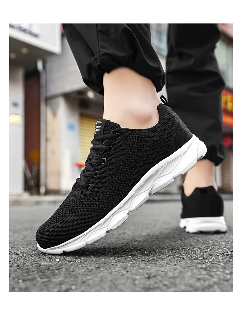 New Men's Shoes Breathable Casual Sneakers Summer White Black Running Shoes Lightweight Soft Sport Shoe Women Male