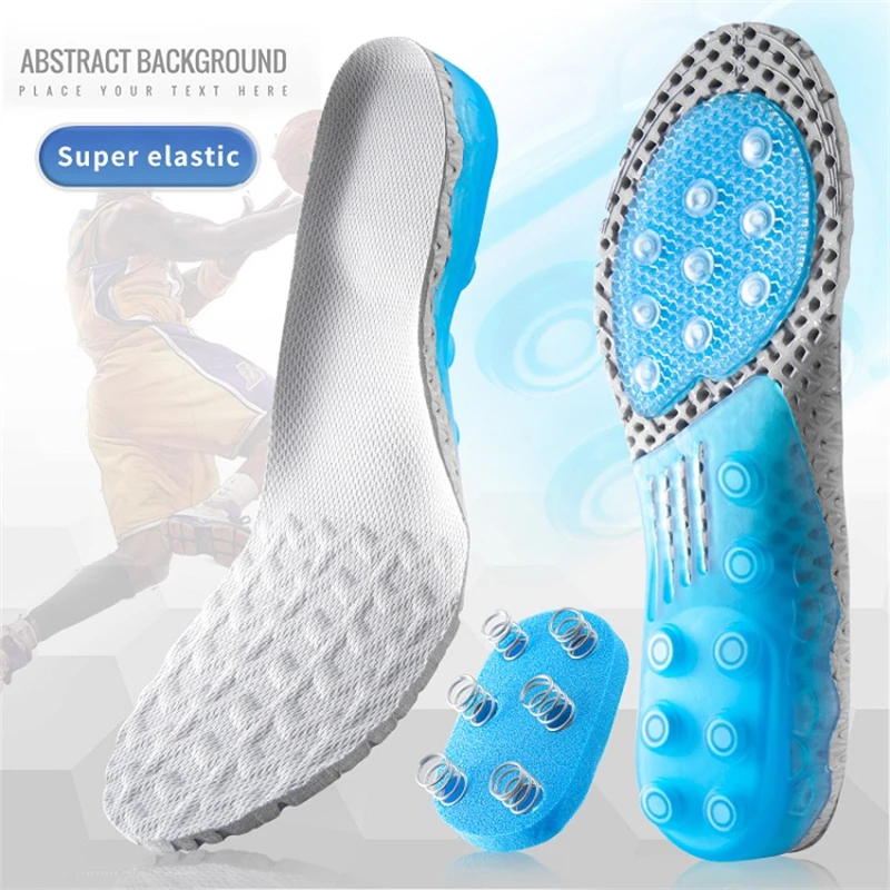 Sport Spring Silicone Gel Insoles for Women Men Orthotic Sole Pad For Shoes Deodorant Breathable Cushion Running Pad For Feet