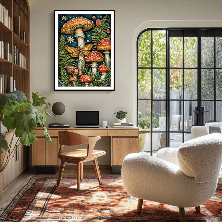 5D Diamond Painting Kit Mushroom Butterfly Art Picture Mosaic Gem Cross Stitch Home Living Room Decorative Painting Gift