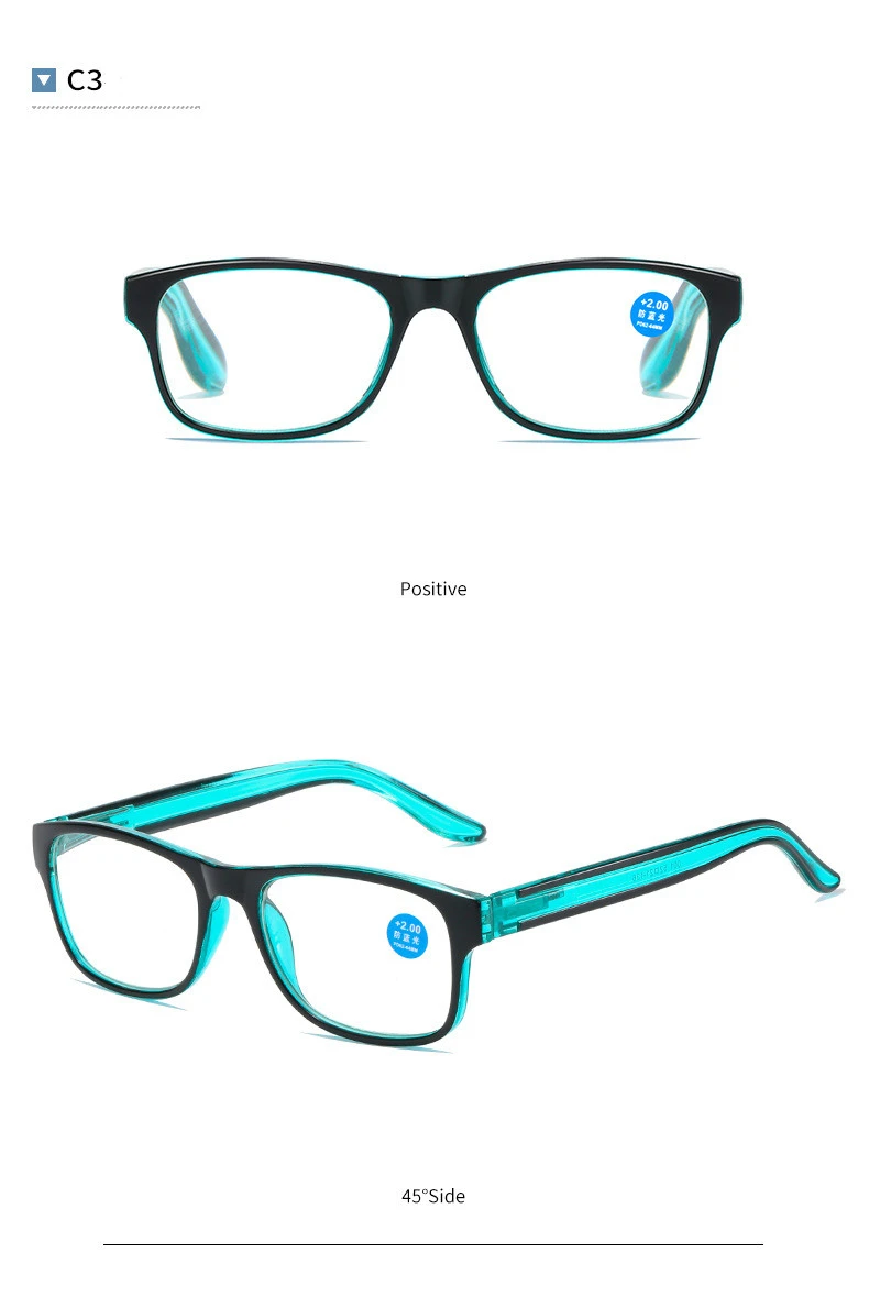 Fashion Men Women Reading Glasses Plastic Presbyopia Glasses Anti Blue Light Eyeglasses UV400