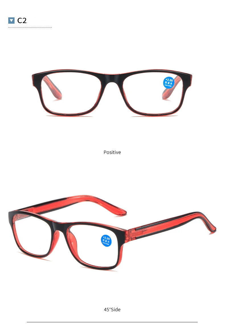 Fashion Men Women Reading Glasses Plastic Presbyopia Glasses Anti Blue Light Eyeglasses UV400
