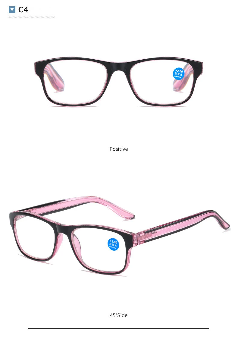 Fashion Men Women Reading Glasses Plastic Presbyopia Glasses Anti Blue Light Eyeglasses UV400