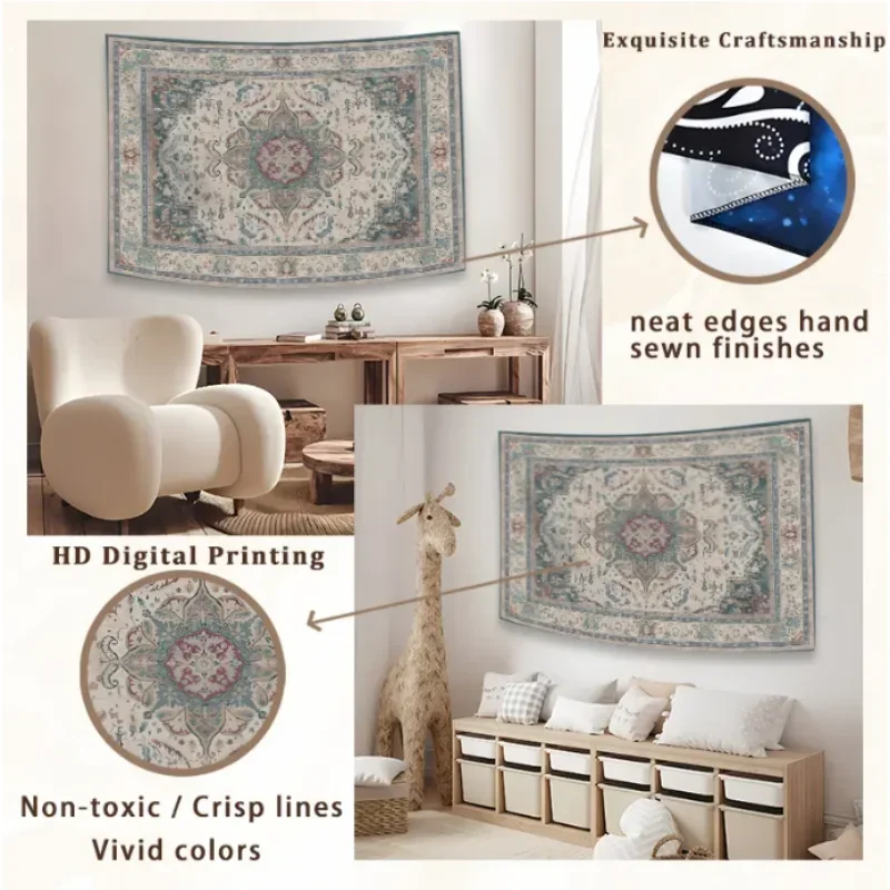 VIKAMA Bohemian Sun Tapestry For Bedroom, Living Room And Dorm, Retro Orange Brown Mandala Wall Hanging, Boho Home Decoration