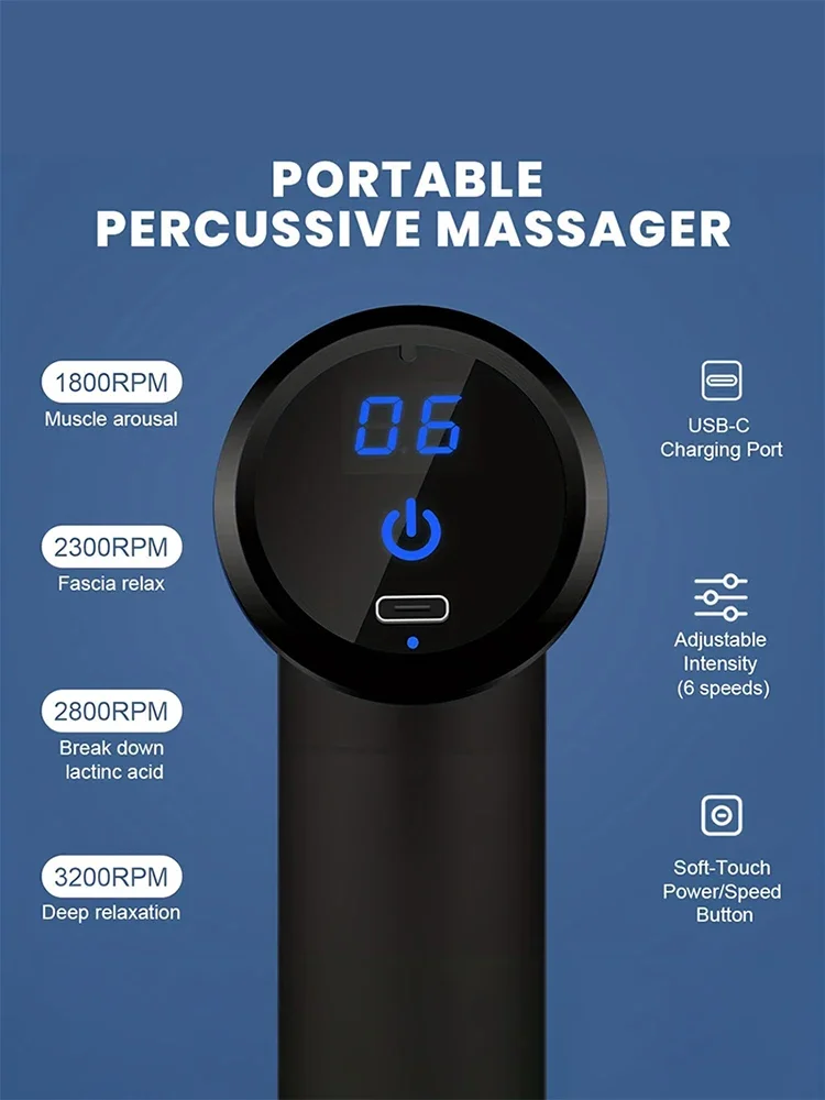 Multifunctional Fascia Gun Massager Instrument Portable Electric Vibrating Muscle Relaxation Tool for Sports Recovery