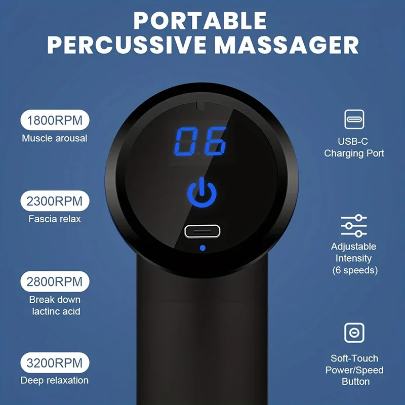 Multifunctional Fascia Gun Massager Instrument Portable Electric Vibrating Muscle Relaxation Tool for Sports Recovery