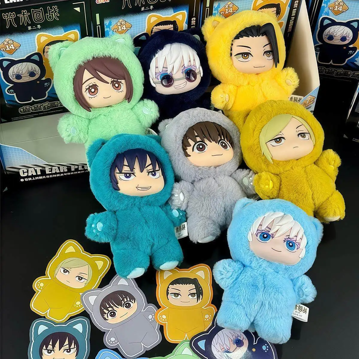 Hot Genuine In Stock Jujutsu Kaisen Cat Ear Plushie Series Blind Box Gojo Satoru Suguru Fushiguro Toji Kawaii Doll Figure Gift