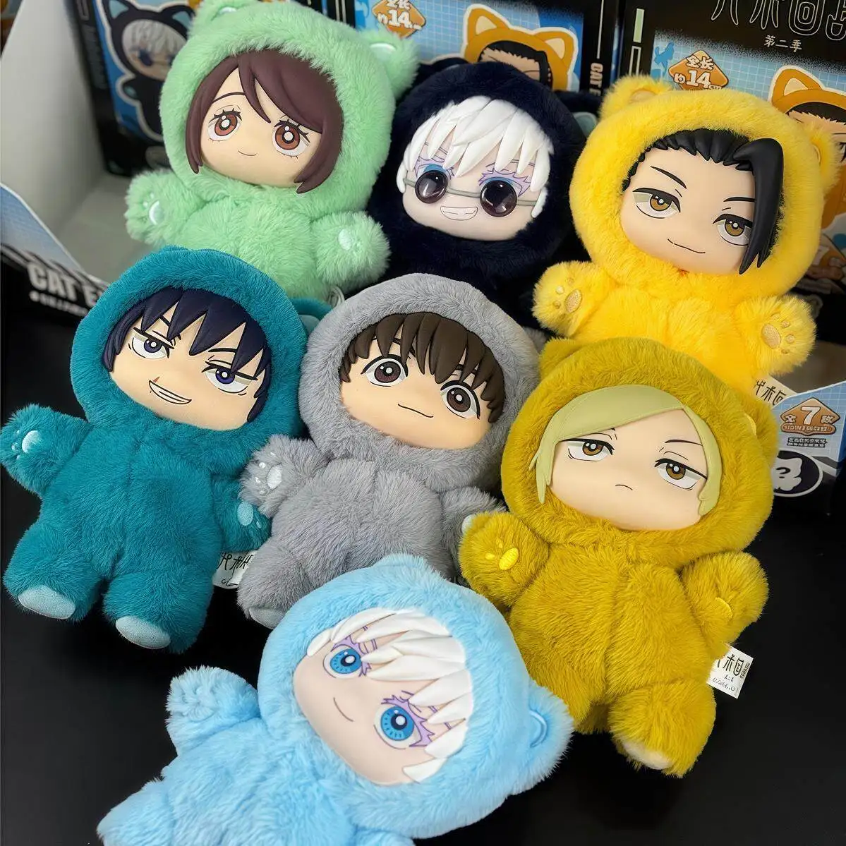 Hot Genuine In Stock Jujutsu Kaisen Cat Ear Plushie Series Blind Box Gojo Satoru Suguru Fushiguro Toji Kawaii Doll Figure Gift