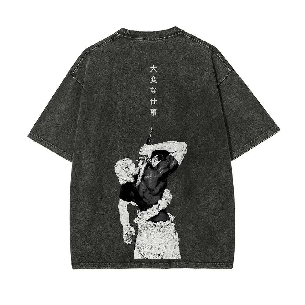 Toji Fushiguro Maki Zenin T-shirt Jujutsu Kaisen Blood Manga T Vintage Washed Oversized Retro Anime Harajuku Men Streetwear Top