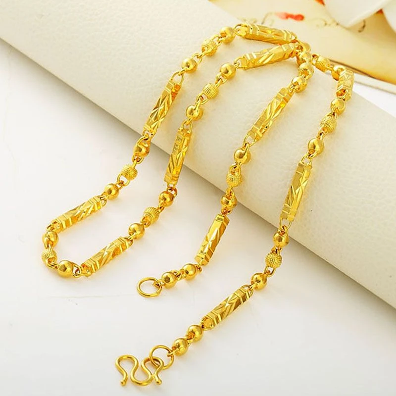 18K Gold Color Real Gold Plated Necklace Golden Necklace Domineering Fashion Trendy 24K 999 Men's Gilding Necklace Pendant Gifts