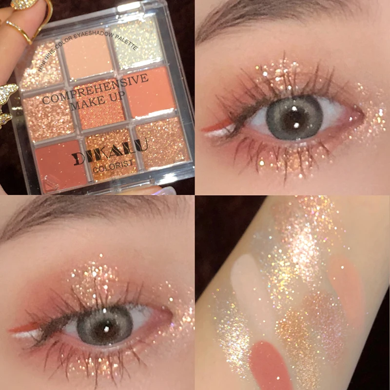 DIKALU Spring And Summer New Eyeshadow Palette Oh Rosy Nine Palace Grid Auto Focus Low Saturation Smoke Powder Rose Plate