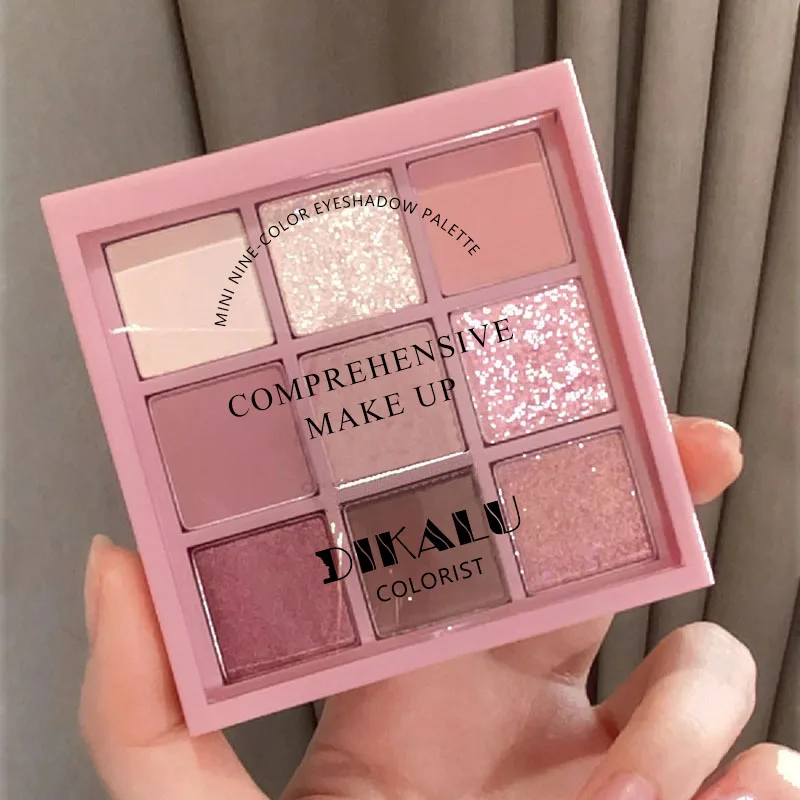 DIKALU Spring And Summer New Eyeshadow Palette Oh Rosy Nine Palace Grid Auto Focus Low Saturation Smoke Powder Rose Plate
