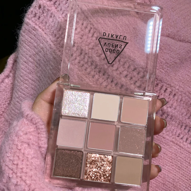DIKALU Spring And Summer New Eyeshadow Palette Oh Rosy Nine Palace Grid Auto Focus Low Saturation Smoke Powder Rose Plate