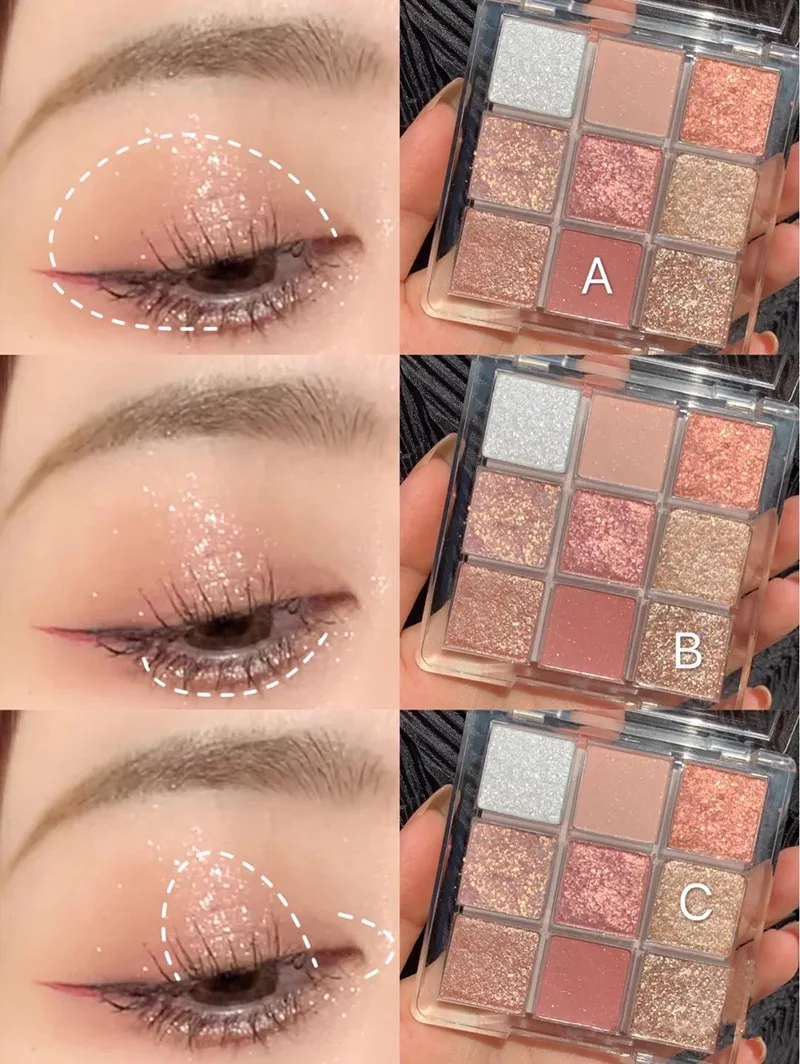 DIKALU Spring And Summer New Eyeshadow Palette Oh Rosy Nine Palace Grid Auto Focus Low Saturation Smoke Powder Rose Plate