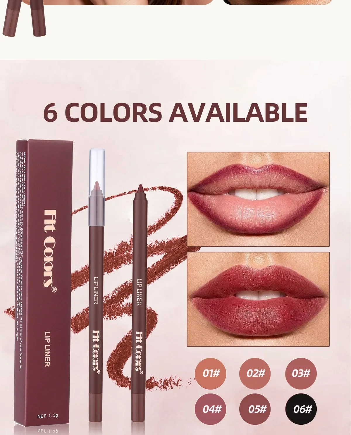 6 Colors Waterproof Matte Lipliner Pencil Black Red Contour Tint Lipstick Long Lasting Non-stick Cup Moisturising Lips Makeup