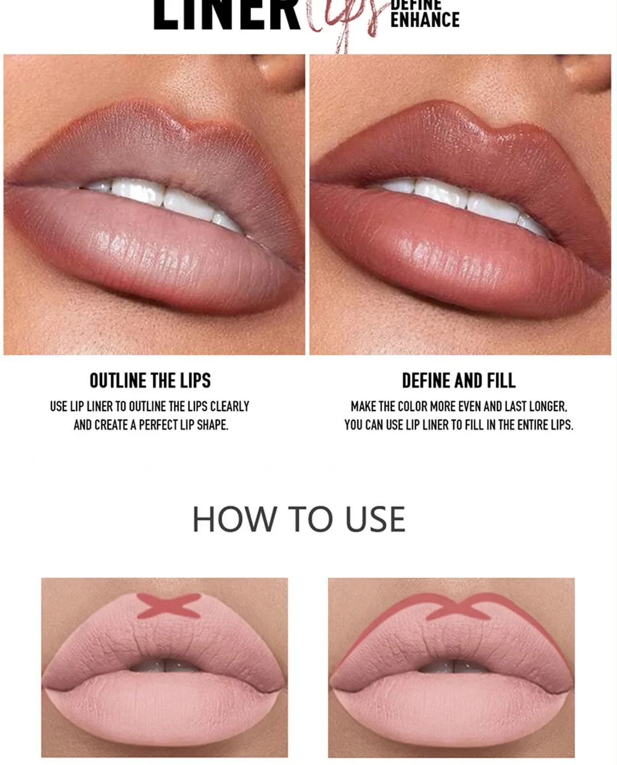 6 Colors Waterproof Matte Lipliner Pencil Black Red Contour Tint Lipstick Long Lasting Non-stick Cup Moisturising Lips Makeup