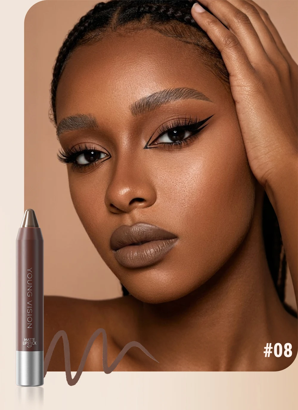 Matte Soft Mist Lip Liner Lipsticks 8 Colors Smooth and Pigmented Non-Stick Chocolate Lipsticks