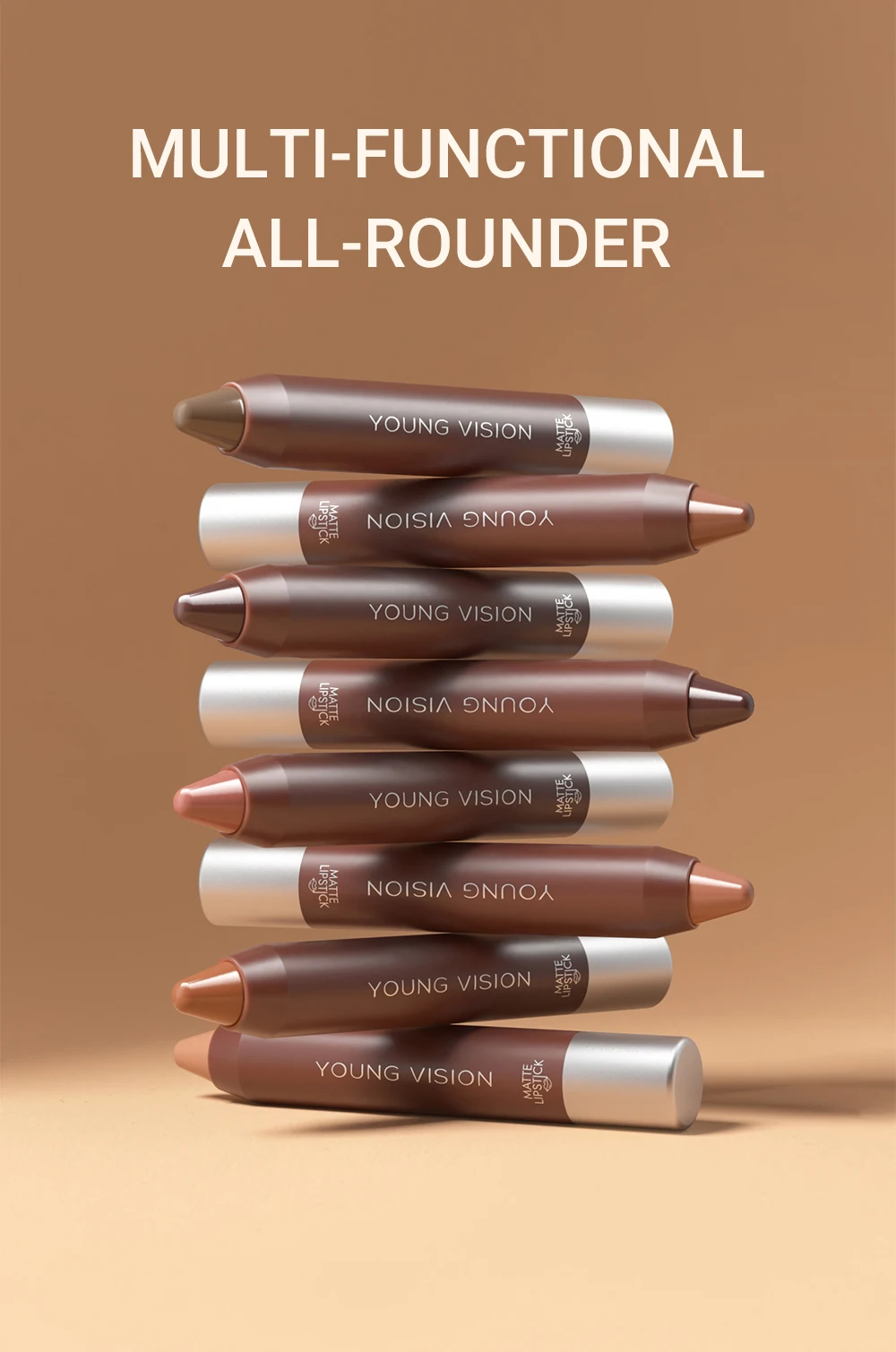 Matte Soft Mist Lip Liner Lipsticks 8 Colors Smooth and Pigmented Non-Stick Chocolate Lipsticks