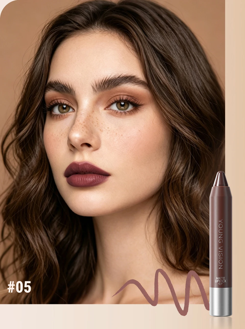 Matte Soft Mist Lip Liner Lipsticks 8 Colors Smooth and Pigmented Non-Stick Chocolate Lipsticks