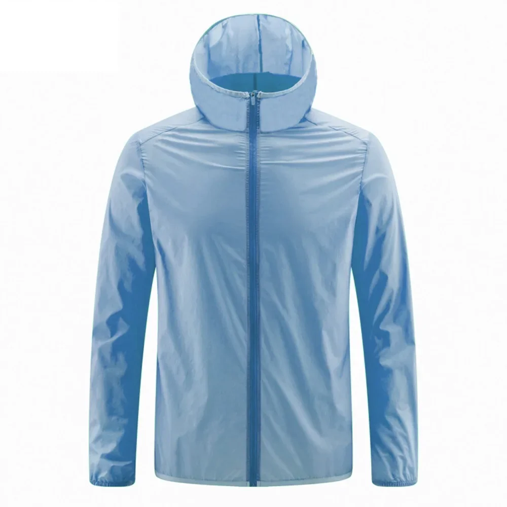 Summer Men's Sun Protection Clothing Lightweight Breathable Ice Silk Hooded Quick Dry Jacket Outdoor Anti-ultraviolet Skin Coat