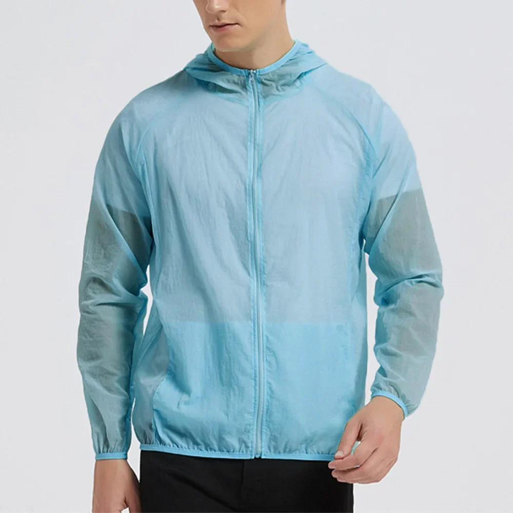 Summer Men's Sun Protection Clothing Lightweight Breathable Ice Silk Hooded Quick Dry Jacket Outdoor Anti-ultraviolet Skin Coat