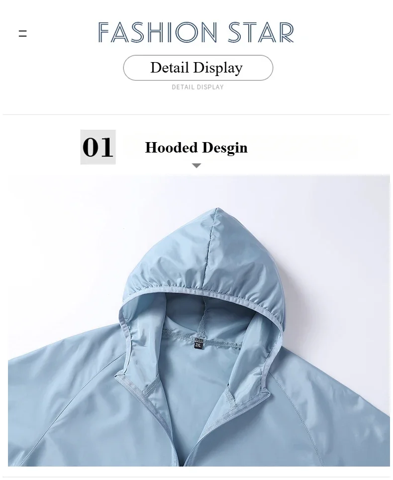 Summer Men's Sun Protection Clothing Lightweight Breathable Ice Silk Hooded Quick Dry Jacket Outdoor Anti-ultraviolet Skin Coat