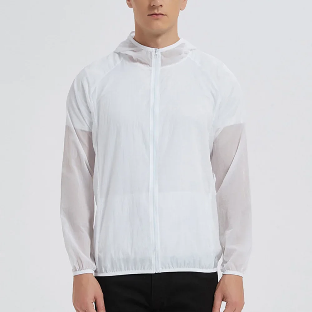 Summer Men's Sun Protection Clothing Lightweight Breathable Ice Silk Hooded Quick Dry Jacket Outdoor Anti-ultraviolet Skin Coat