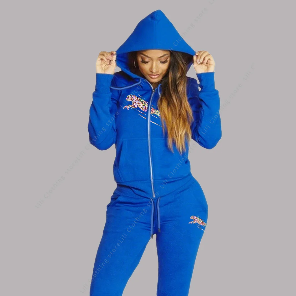 Women's Track Suit Aesthetic Hoodies Sweatshirts Sweatpants 2 Piece Set Zipper Cardigan High quality Sportwear Woman Pants Sets