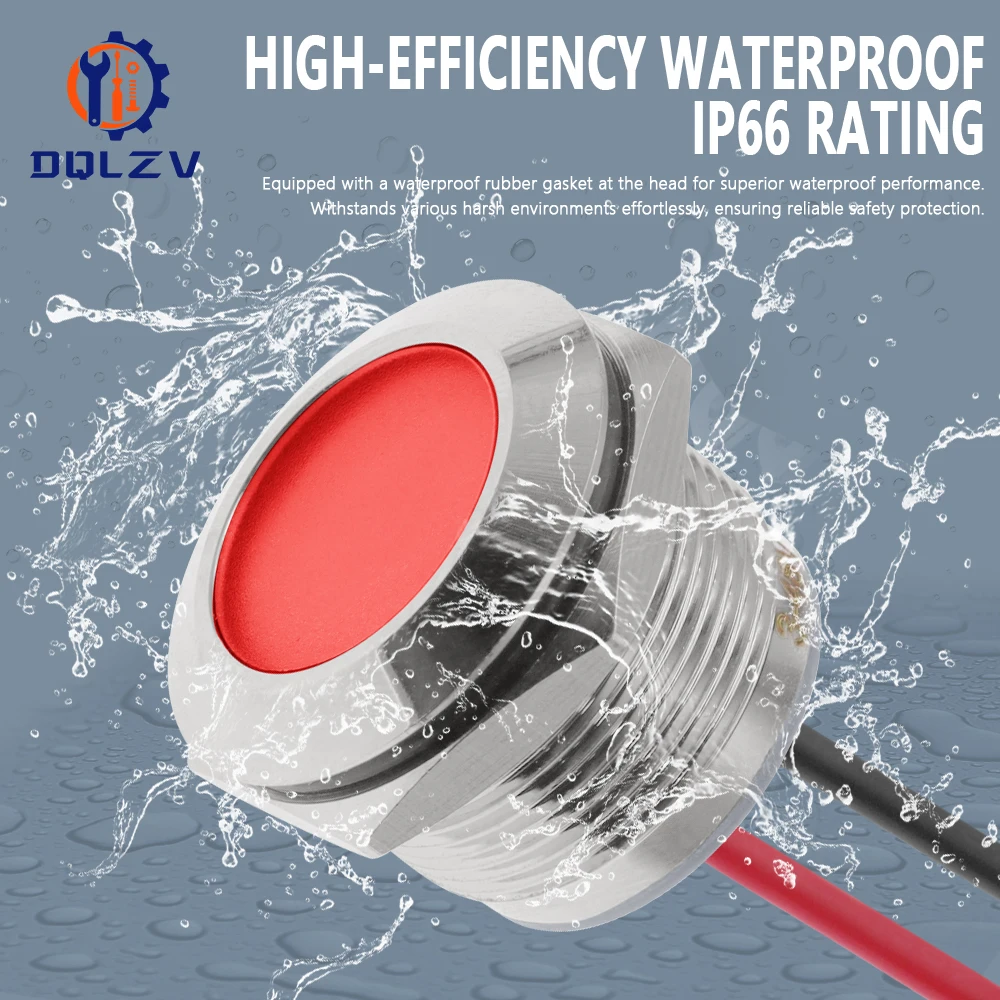 6mm 8mm 10mm 12mm 14mm 16mm 19mm 22mmWaterproof IP67 Metal LED Warning Indicator Light Signal Lamp Pilot Wire 3V 12V 24V 48V