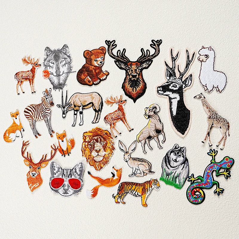 Exquisite Embroidered Animal Iron On Patch Elk Zebra Goat Embroidered Badge DIY Clothes and Bags Fashion Decoration Accessories